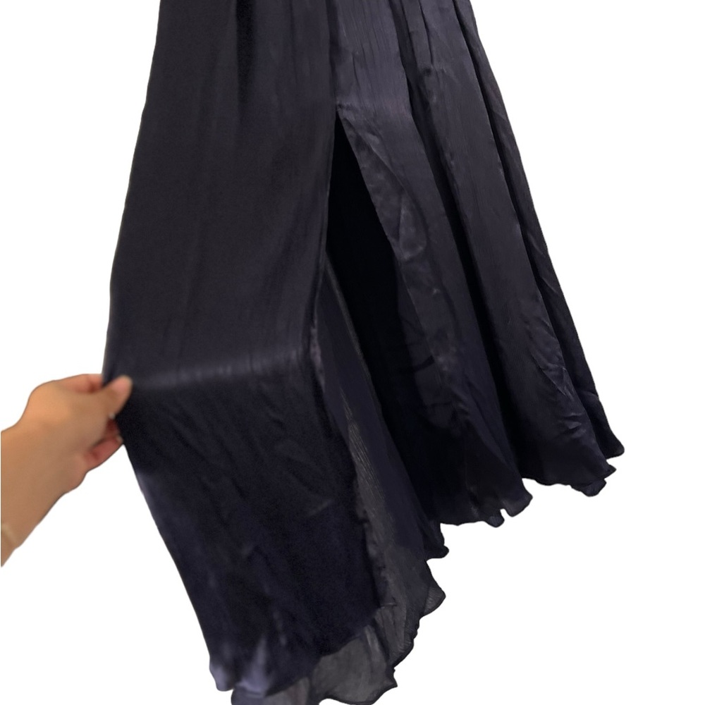 L’AGENCE Navy Pleated Slit Maxi Skirt - Picture 5 of 10
